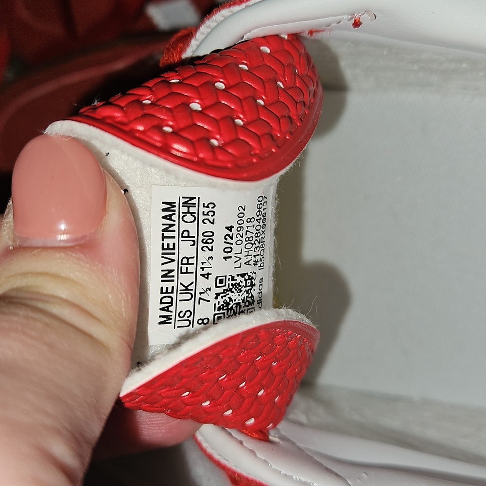 adidas Red Suede Gazelle Sneakers with White Stripes and Gum Sole - Picture 5 of 5